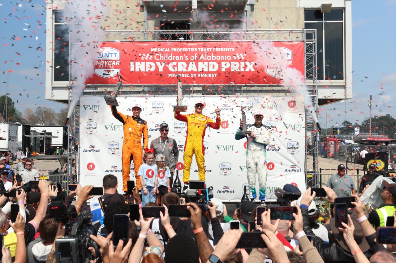 Christian Lundgaard, Alex Palou and Graham Rahal - Children's of Alabama Indy Grand Prix - By: Joe Skibinski -- Photo by: Joe Skibinski